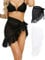 Monbessi 2 Stück Pareo Damen Strand Chiffon Durchscheinend Strandtuch Sarong Tuch Damen Strandrock Schnürschuh(Schwarz Kurz + Weiß Lang)