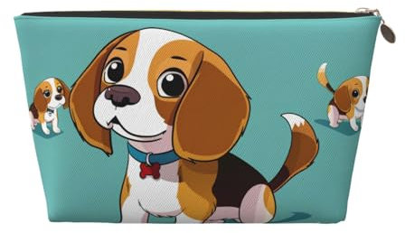 Trousse de toilette de voyage avec imprimé chien Beagle de dessin animé – Organiseur de sac à main, organiseur de sac à main, sac de rangement intérieur dans un sac avec fermeture éclair, doré, Taille