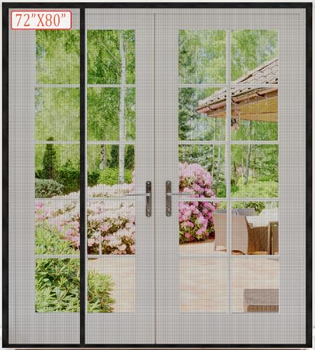Puerta mosquitera magnética ancha reversible para puerta corredera, malla de fibra de vidrio resistente, imanes espaciados para un sellado hermético, pantalla de insectos de puerta francesa, pantalla