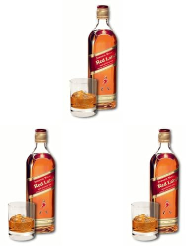 Johnnie Walker Red Label, Blended Scotch Whisky, 1000 ml (Packung mit 3)