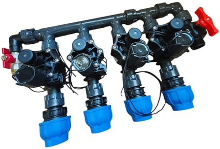 Rain Verteiler 2-fach 3-fach 4-fach 5-fach 6-fach Ventilverteiler 1 SET mit Magnetventil RN155 Plus IG Kupplungen DN25 DN32 Druckluftanschluss und Ventil (DN25, Verteiler 4-fach)