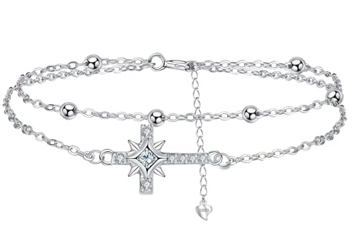 Arrebol Armband 925 Sterling Silber Damen Doppelketten Armbänder Original Schmuck für Schwester Freundin Tochter, Verstellbarer [16+4cm]