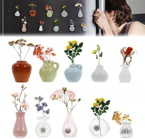 Mini vaso magnetico, 10/12/14 pezzi, simpatici magneti 3D, in ceramica, divertenti vasi per piante, per famiglia, cucina e ufficio (10 pezzi)