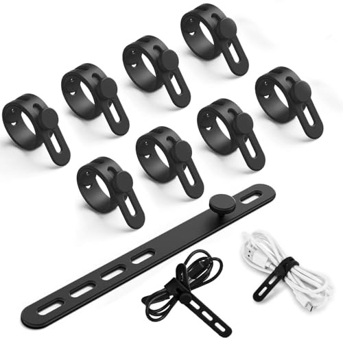40 Pcs Cable Ties Reusable - Silicone Cable Ties, Elastic Adjustable Charger Cable Strap, Cable Wire Ties Cable Cord Organizers, for Earphone Phone Charger Audio Cable Computer