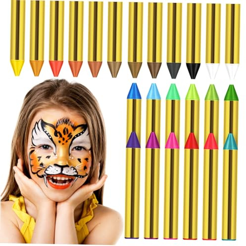 DECORNIJIA 1 Schachtel Farben Face Paint Crayons Umweltfreundliche Öl Wachsmalkreiden Ergonomische Gesichtsbemalung Sticks Leicht Tragbar Leuchtende Farben Einfach Abwaschbar für Cosplay