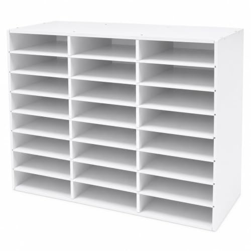 Kanbihao Organizzatore Documenti da Tavolo 24 Scomparti, Portadocumenti Ufficio Scrivania in PVC per Formato A4, Porta Riviste, per Documenti, Poste, 73,7 x 30,2 x 59,6 cm, Bianco