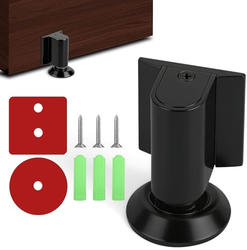 NUTKIT Magnetisch Türstopper Boden Kleben, 2026 Neu Magnet Türfeststeller | Wandschutz Magnet Schwer Bodentürstopper Ohne Bohren für Innen＆Außen, Unsichtbare Door Stopper für Zimmer Büros Tür-Schwarz