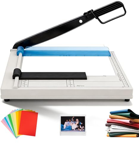 Papierschneider A4 Manuelle Hebelschneider, Papierschneider Schneidemaschine Schneidegerät mit Sicherheitsschutz und Klingenverriegelung, Papier bis zu 12 Blatt Papier für Büro, Zuhause oder Schule