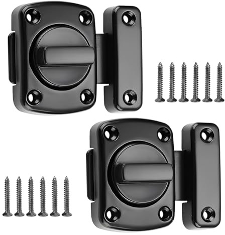 HAGNA 2 Pezzi Serratura Porta Interna,Chiavistello Per Porta In Legno, Serratura Per Porta Con Viti Per Porta Armadietto Finestra(Nero)