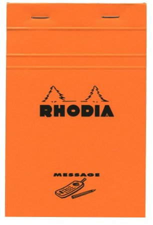 RHODIA 140000C - Bloc-Notes Agrafé Message N°140 Orange - 11 x 17 cm - Pré-Imprimé Informations pour Rdv et Téléphone - 80 f Détachables - Papier Clairefontaine Blanc 80 g/m²- Couverture Carte Enduite