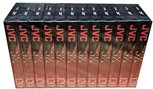 JVC 12 Pack VHS Tapes, 6 hours [EP mode], High Performance, Brand: JVC, Format: VHS