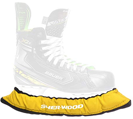 SHER-WOOD Junior Pro elastische Kufenstrümpfe für Kinder Eishockey-& Schlittschuhe, 2 Stück, gelb, One Size