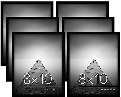 Americanflat Cadres photo 20 x 25 cm en noir – Lot de 6 – Cadre photo mural avec verre incassable – Formats horizontaux et verticaux pour mur et table