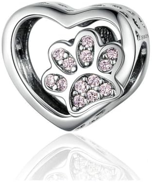 Pfoten-Charm aus 925er-Sterlingsilber für Pandora-Armband - Hunde- und Tier-Anhänger, Geburtstags-Geschenk (D)