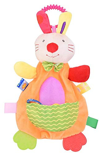 Stofftier Niedlichen Cartoon Baumwolle Komfort Handtuch Beißring Spielzeug Beruhigen Puppe Beschwichtigen Handtuch Baby Spielzeug für Kleinkind Kleinkind(Hare)