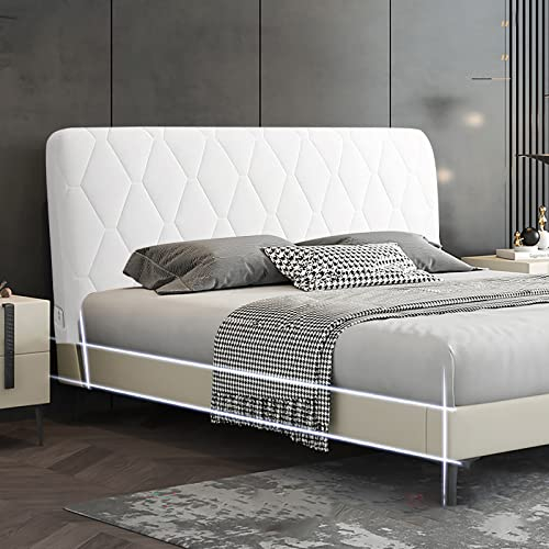 WYJHNL Kopfteil Bezug, Bett Kopfteil Schonbezug Protector mit Stretch-Seite und Tasche Einfarbig Staubdichter Baumwollbezug für Kopfteil 140,160,180,200,Creamy White,180cm(71inch)