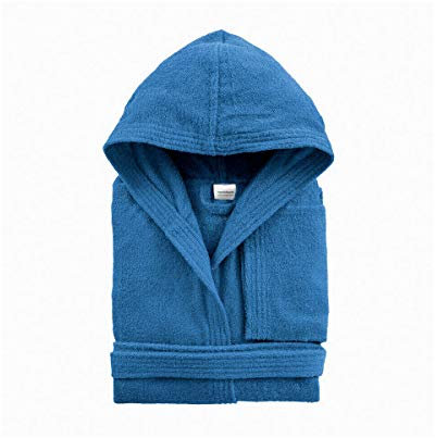 Morbidissimi Accappatoio Junior in Spugna Con Cappuccio, Cinturino e 2 Tasche, Accappatoi Ragazzi, Bambino e Bambina in Spugna Morbida 400 gr/mq Puro Cotone V821 (Accappatoio Blu Royal, 14-16 anni)