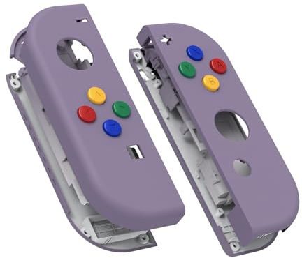 eXtremeRate Carcasa Joycon para Nintendo Switch & OLED Funda de Agarre Reemplazo Shell con Botones para Nintendo Switch Joycons OLED No Incluye Carcasa de Consola(Violeta Grisáceo)