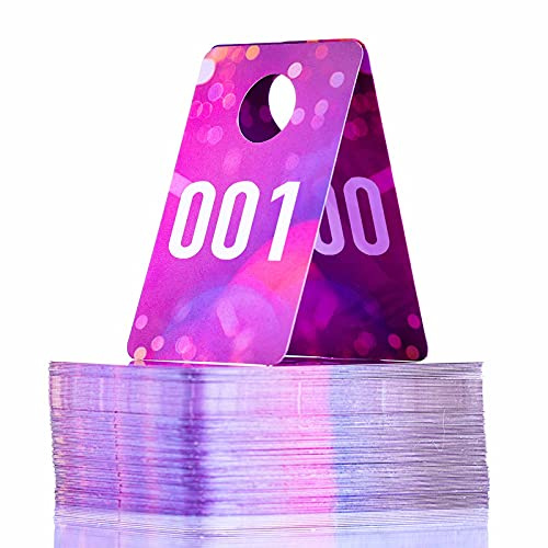Live Plastic Numbered Labels - 5x8cm - Normal and Reverse Mirror Image Number Cards for Live Sale, Hanging Cards for Clothing, Reusable (1-100, Dotted)