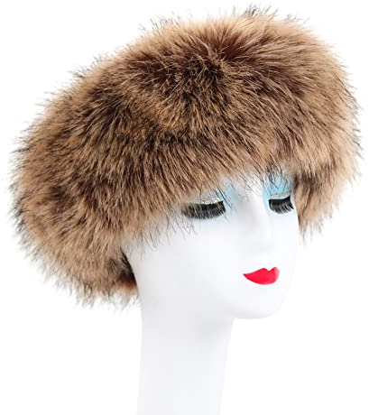 Asudaro Damen Winter Hut, Faux Pelz, Braun, Ohrenschützer, Skifahren, Weihnachten, Einfarbig, Trapper, Fuchspelzimitat, Beanie, Erwachsene, Frauen, Hut