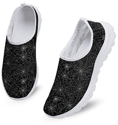 Dolyues Black and White Spider Web Print Damen Schuhe Trainer,Lässige Leichte Bequeme Sport Walking Jogging Sneakers