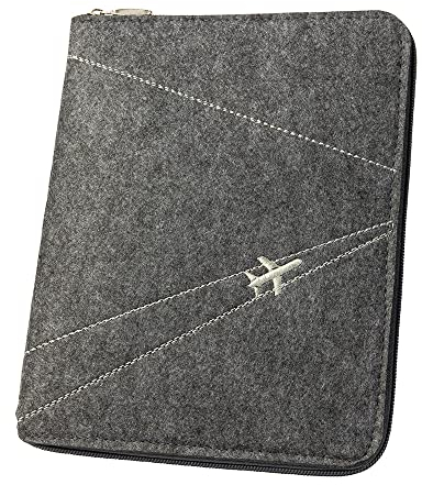 luxdag Reisepasshülle aus Filz mit Reißverschluss (Farbe & Stickerei wählbar) - Reiseorganizer für Reisepass, Personalausweis, Tickets & Kreditkarte - Ausweistasche für unterwegs - Reisepassetui