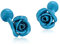 Whoiy Manschettenknöpfe Herren Blume, Brautvater Manschettenknöpfe Edelstahl Blau Rosen Blumen für Männer Smokinghemd Kostenlose Gravur mit Geschenkbox