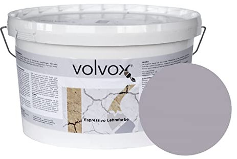 ecotec Naturfarben GmbH Volvox Espressivo Lehmfarbe - Wandfarbe matt - hohe Deckkraft - streichfertige Naturfarbe PG B lavendel 10 L