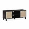 Alice's Home - Meuble TV Noir et cannage 115 x 40 x 48cm - Bianca - 2 Niveaux - Portes coulissantes