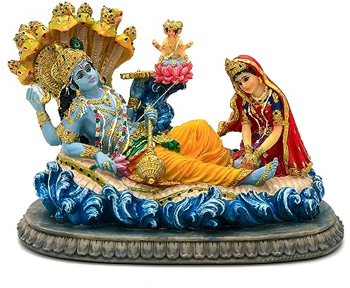 alikiki Hindu-Gott, Lord Vishnu-Statue, 21,6 cm L Mahavishnu-Figur, göttliche Hindu-Gottheit für spirituelle Anbetung, Zuhause, Büro, Studio, Hotel, Dekoration, Mandir-Tempel, Altar, Diwali, Puja