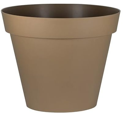 Pot rond Toscane - 30x26cm - 10L - Taupe - EDA plastiques