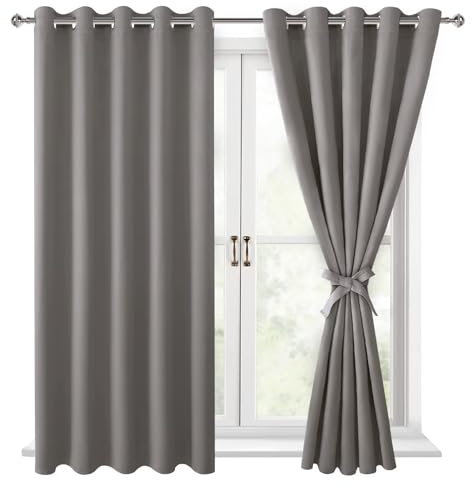Hiasan Verdunklungsvorhänge Gardinen mit Ösen,Grau Blickdicht Vorhänge,2 Stück,167 x 137 cm (Breite x Höhe),weiche Schiebevorhänge für Schlafzimmer,Wohnzimmer usw.