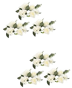 BESPORTBLE 6 STK Kerzengirlande Kerzenringe Aus Seidenblumen Blumenkerzenringe Rosenkränze Ringe Halter Für Kerzenringe Künstliches Blumendekor Für Kerzen Bohemien Weiß Stoff Kleine Rose