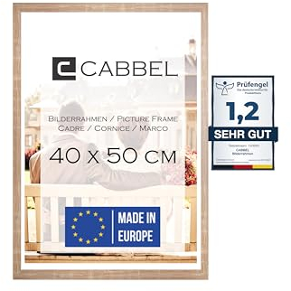 CABBEL Bilderrahmen 40x50 cm, Mokka, stabiles MDF-Holz Rahmen, bruchsicherem Plexi-Glas, zum Aufhängen, ideal für Fotos/Bilder/Collage