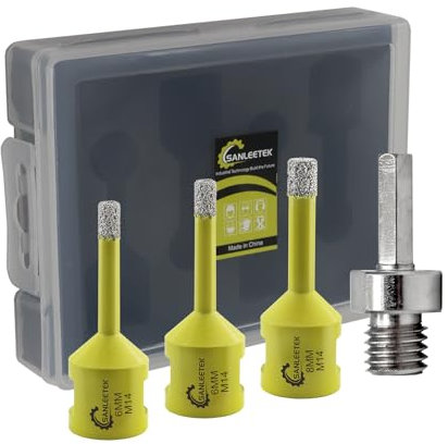 Foret Diamant Kit Trepan Carrelage - 4pcs 6/6/8mm Scie Cloche+Adaptateur Hexagonal pour Carrelage Céramique Porcelaine Marbre Granit M14 Filetage SANLEETEK