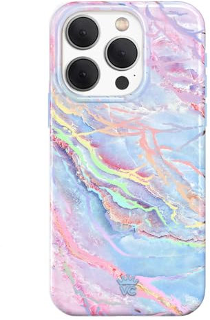 VELVET CAVIAR for iPhone 15 Pro Case Marble - Cute Protective Cover for Women - Compatible with MagSafe - 10ft Drop Tested - Holographic, Blue, Pink