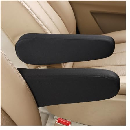 JNNJ 2Pcs Universal Auto Armlehnenbezug, Armlet Auto Universal Stuhl Armlehnenbezug, Auto Vordersitz Armlehnenbezug, mit Elastischem Verschluss Autositzzubehör(Schwarz)