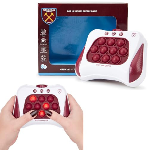West Ham FC Age 3+ Officially Licensed Pop It Electric: Pop Up Lights Puzzle Game. Perfect for any fan of the Hammers. Ideal Kids Toy Gift - Bubble Sensory, Electronic Smart Antistress Fidget Toy