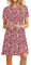 MOLERANI Strandkleider Damen Sommer Casual T-Shirt Kurzarm Strandkleid Loose Swing Damen Kleid (2XL, Rote Blume)