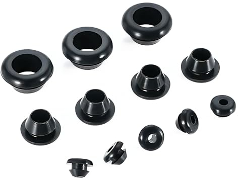 Qrity 20 Piezas Goma Ojal, Pasacables de Goma Electrico, Tapones de Goma, Anillo de Ojal para Proteger Cables, ID 7mm Montaje Diámetro 9mm