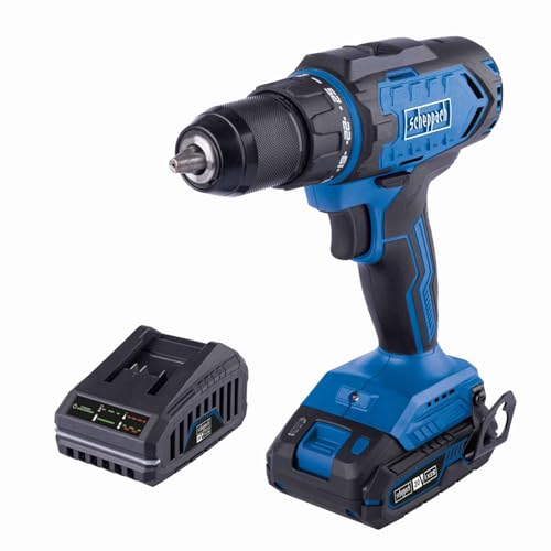 Scheppach Akku-Bohrschrauber C-DD45-X 20V Akkuschrauber | Drehmoment 45Nm | Bohrfutter 1,5-13mm | Drehmomentstufen 25+1 | LED-Licht & Gürtelclip | 20V-IXES-Serie | mit 2Ah Akku & Ladegerät