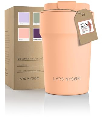 LARS NYSØM Thermo Kaffeebecher to go 380ml | Travel Mug 0,38 Liter mit Isolierung | Auslaufsicherer Edelstahl Thermobecher für Kaffee und Tee unterwegs | Teebecher (Creamy Peach, 380ml)
