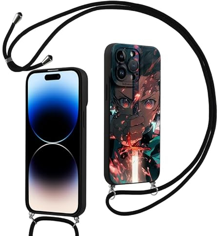 LunarDrift Lanyard Handyhülle für iPhone 11 Hülle 6.1 Zoll, Anime Kimetsu No Yaiba Tanjirou Manga Junge Muster mit Band zum Umhängen Kette Schutzhülle Bumper Stoßfest Dünn Case, 04