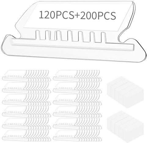 Reastar 120 Pcs Hanging File Folder Tabs, with 200 Pcs Inserts, Clear