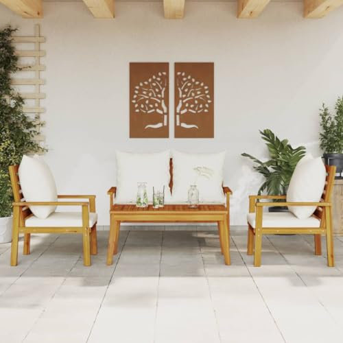 Juroupi 4-TLG. Garten-Lounge-Set mit Kissen Gartenlounge Outdoor Lounge MöBel Outdoor Lounge Set Outdoor Massivholz Akazie - 3211795