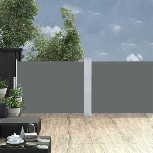 Iiaky Ausziehbare Seitenmarkise Ausziehbarer Sichtschutz Seitenmarkise Balkon Sichtschutz Markise Anthrazit 120 x 1000 cm