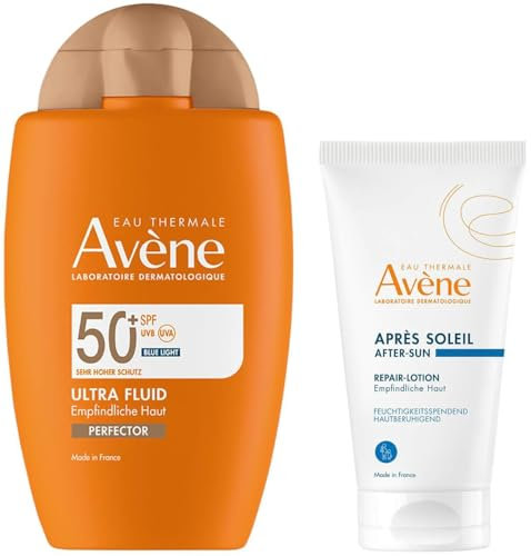 Avène Ultra Fluid Perfector 50+ 50 ml + gratis Repair-Lotion nach der Sonne 50 ml