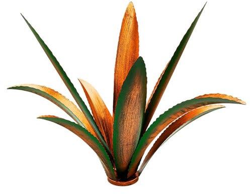 Metall Yard Art Metall Blumen Outdoor Dekor 9 Blätter Metall Agave Yard Art Tequila Rustikale Gartenskulptur Statue für Garten, Gartenrasen Ornamente (grün) Garten Rasen im Freien Accessoires im Fr
