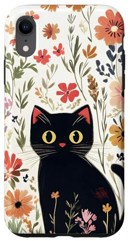 Cat & Black Kitten | Cute Cat, Garden & Flowers Case for iPhone XR
