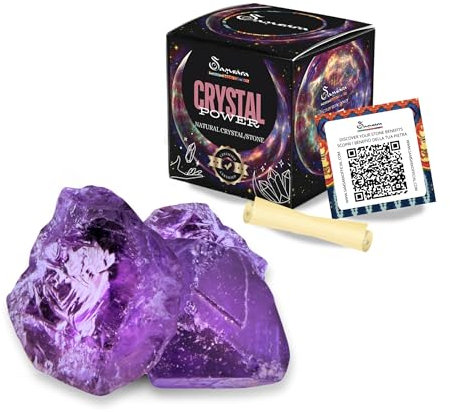 SAMSARA - Pietra Grezza AMETISTA Naturale con Confezione Regalo e Foglietto Informativo | Cristalloterapia, Reiki | Cristallo Energetico Meditazione e Decorazione (Ametista)
